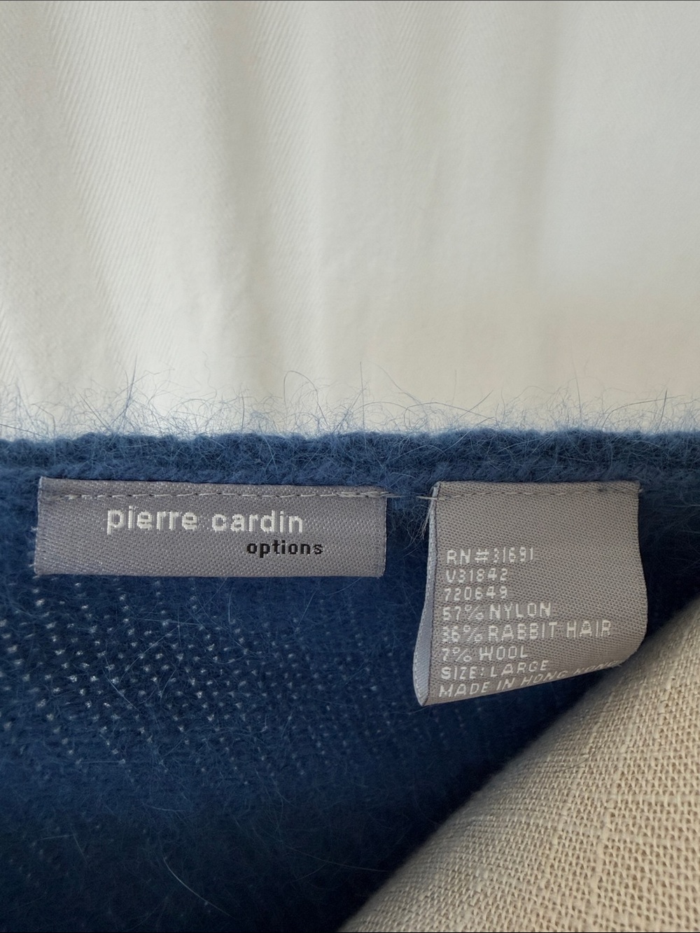 Pierre Cardin Angora Rabbit Hair Wool Dusty Blue Boatneck Fuzzy Sweater - Picture 4 of 10